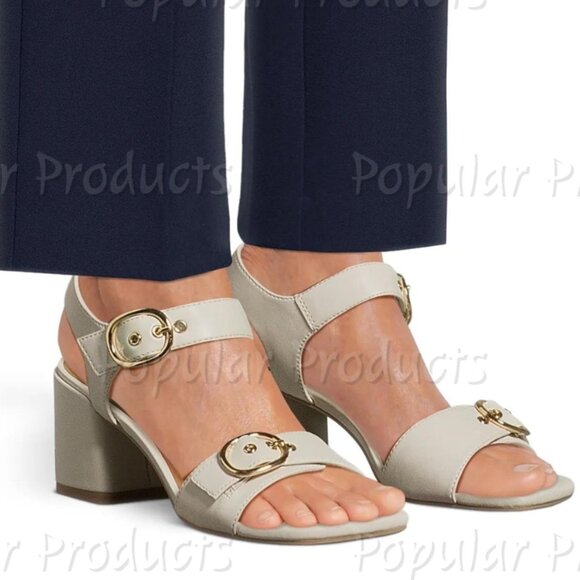 Madden NYC | Adelade Block Heel Buckle Sandals, White - Picture 1 of 10